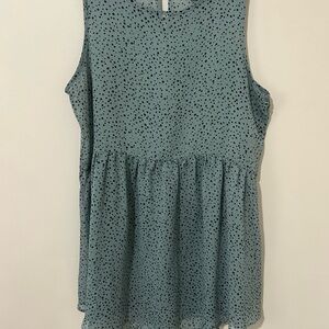 Sleeveless Teal Polka Dot Blouse